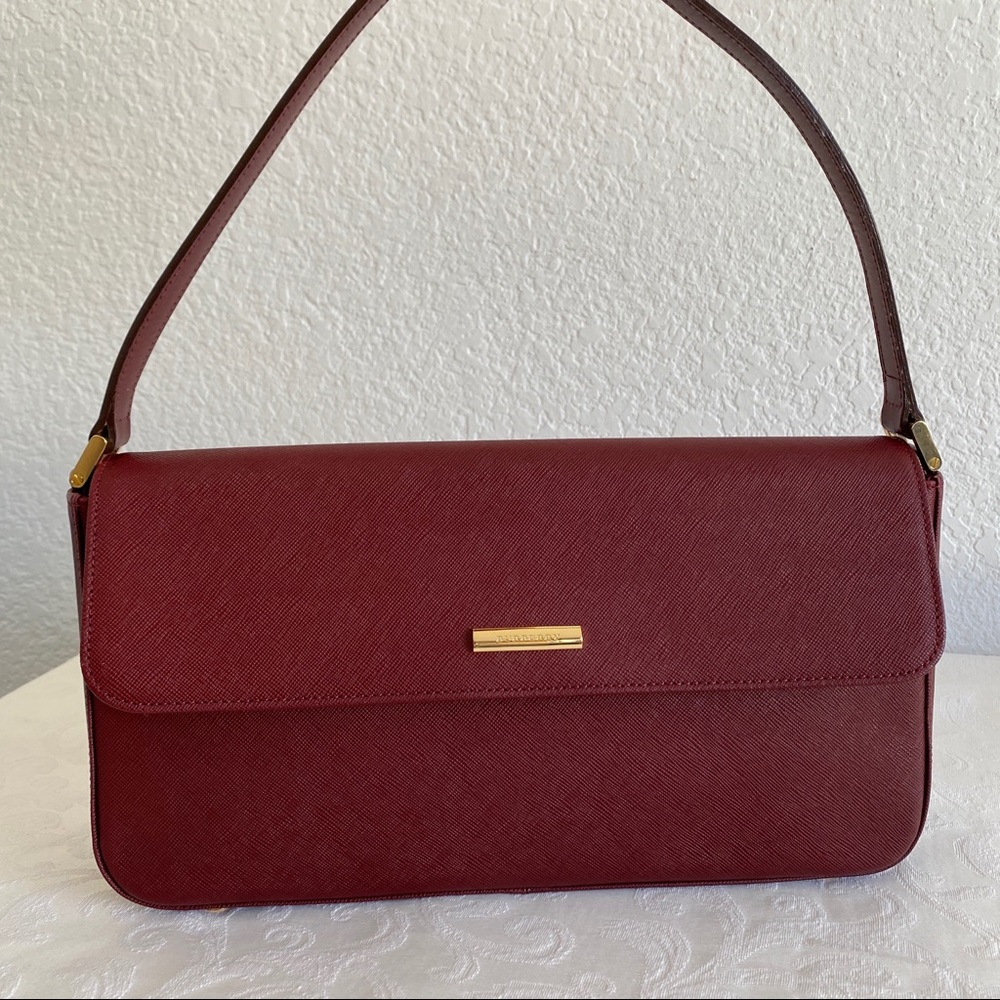 Burberry red Saffiano Leather Shoulder Bag